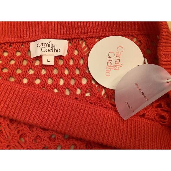 CAMILA COELHO “EPANEMA” CROCHET CORAL SWIMSUIT COVERUP SKIRT L NWT - Picture 7 of 8